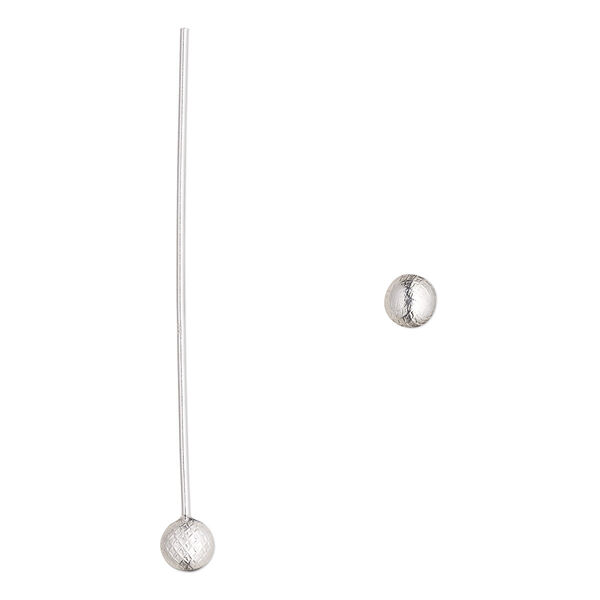 Head pin, sterling silver, 2 inches with 6mm ball with waffle design, 20 gauge. Sold per pkg of 4. image number 0
