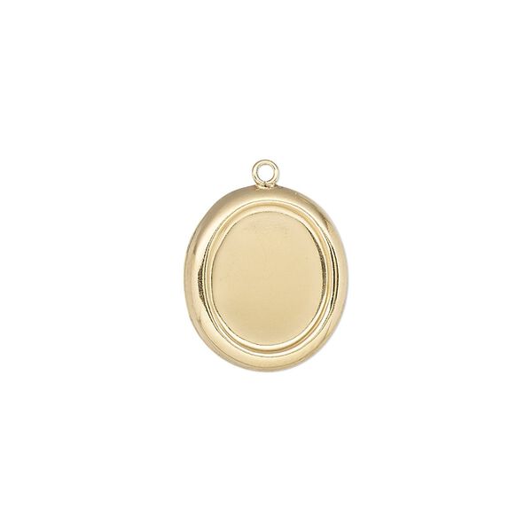 Drop, 14Kt gold-filled, 15.5x14mm single-sided oval with 12x10mm oval setting. Sold individually. image number 0