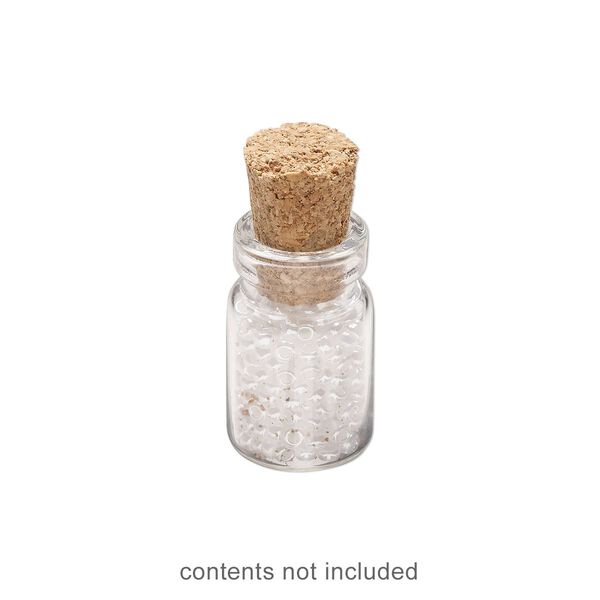 Component, glass and cork, clear, 18x11mm bottle with cork top and 6.5mm opening. Sold per pkg of 10. image number 0