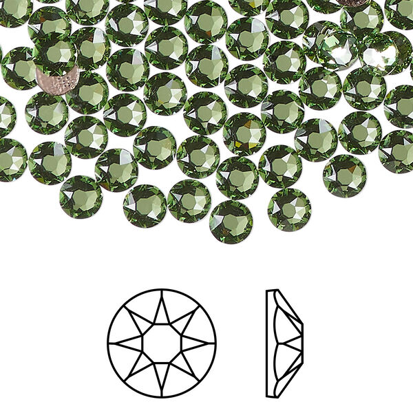 Flat back 1440pk peridot foil back, Swarovski® ReCreated™ hotfix 4.6-4.8mm round SS20 2078 image number 0