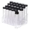 Display, acrylic, clear, 5-3/4x3-3/4 inch rectangle rack with 24 clear 4x3/4 inch wide vials with black twist-on caps with hang-tabs. Sold per set. image number 1