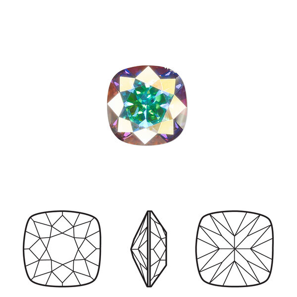 Fancy stone 1pk crystal AB foil back, Crystal Passions® 12mm cushion 4470 image number 0