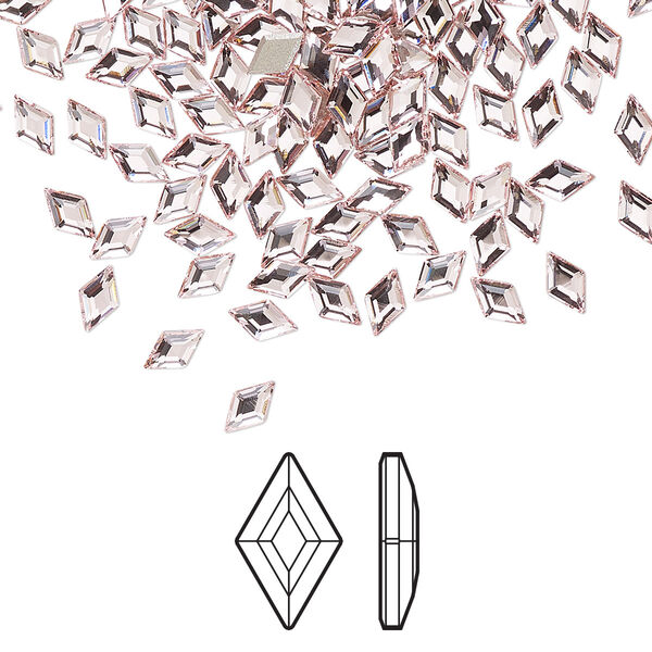 Flat back 288pk light rose foil back, Swarovski® 5x3mm diamond 2773 image number 0