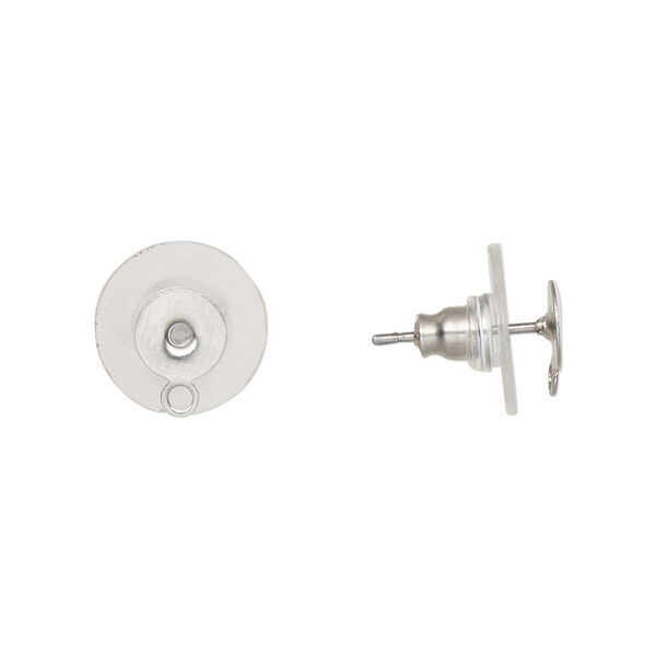 Earstud, stainless steel, 6mm flat pad with closed loop. Sold per pkg of 10 pairs. image number 0