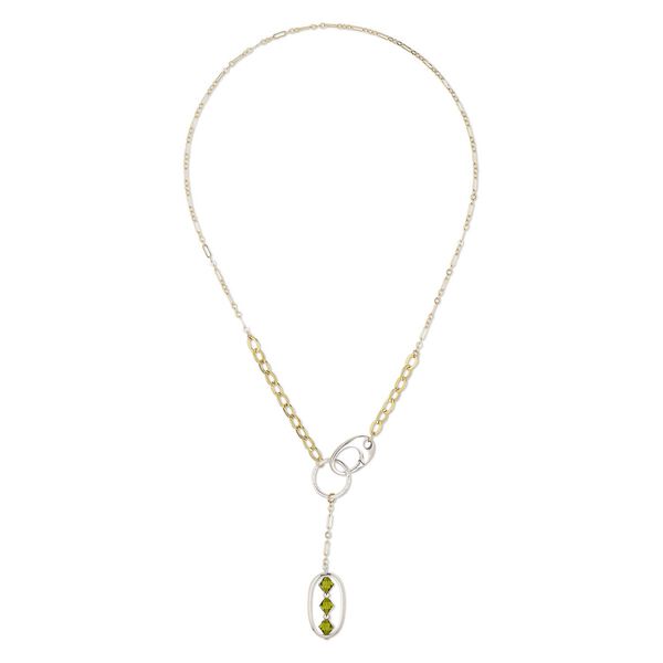 Necklace, One of a Kind jewelry, 14Kt gold-filled and crystal, olivine, 18 inches with lobster claw clasp. Only one available. image number 0