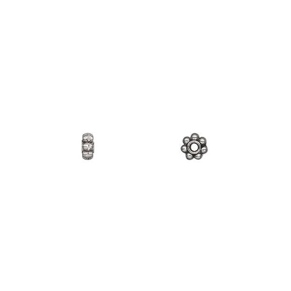 Bead, antique silver-plated "pewter" (zinc-based alloy), 4x2mm double-sided rondelle. Sold per pkg of 250. image number 0