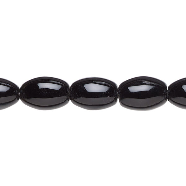 Black onyx 1pkg1, oval bead 15.5-16 inch 12x8mm image number 0