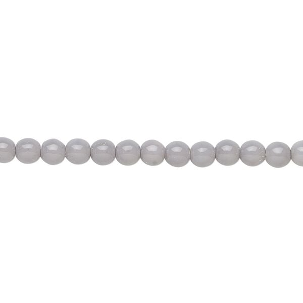 Bead, Czech dipped décor glass druk, opaque blue grey, 4mm round. Sold per 15-1/2" to 16" strand. image number 0