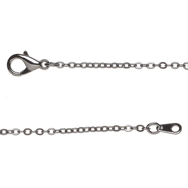 Chain, black-finished steel, 1.3mm cable, 20 inches with springring clasp. Sold individually. image number 0