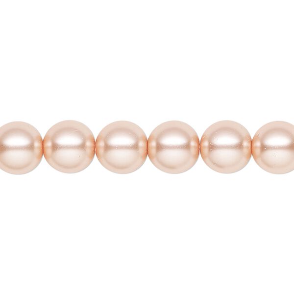 Pearl 100pk peach, Preciosa Czech crystal 8mm round image number 0