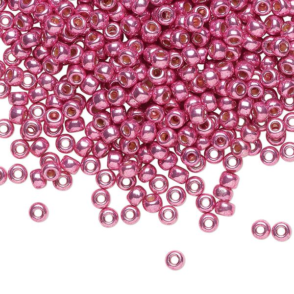 Seed bead, Miyuki, glass, pkg/50g, #8 rocaille, Duracoat® opaque galvanized hot pink, (RR-4210). image number 0