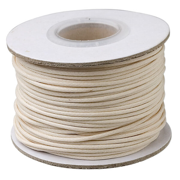 Cord, waxed cotton, ivory, 1mm round. Sold per 25-yard pkg. image number 0