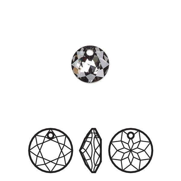Drop 72pk crystal silver night, Swarovski® 8mm pendant classic cut 6430 image number 0