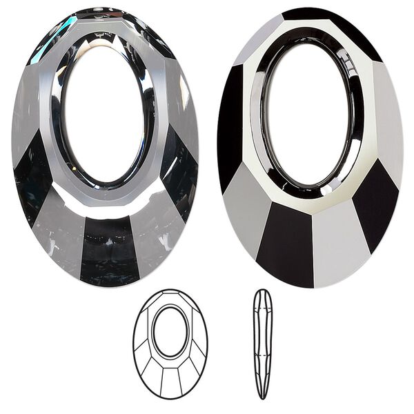Focal 1pk crystal silver night, Crystal Passions® 30x20mm pendant helios 6040 image number 0