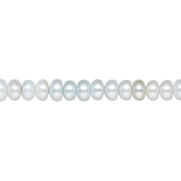 Pearl, cultured freshwater (dyed), polar blue, 5-6mm button, C grade, Mohs hardness 2-1/2 to 4. Sold per 15-inch strand. image number 0