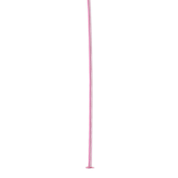 Head pin, electro-coated brass, pink, 3 inches, 21 gauge. Sold per pkg of 10. image number 0