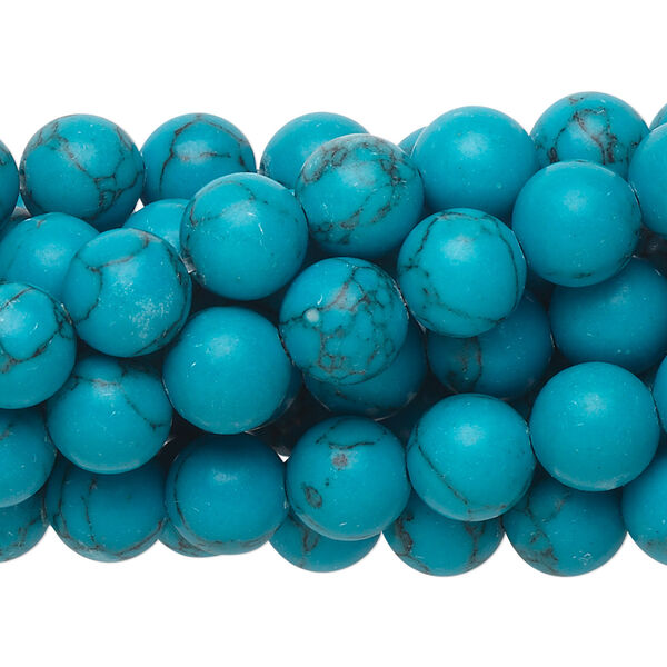 Bead, "turquoise" (resin) (imitation), 8mm round. Sold per pkg of (10) 15-1/2" to 16" strands. image number 0