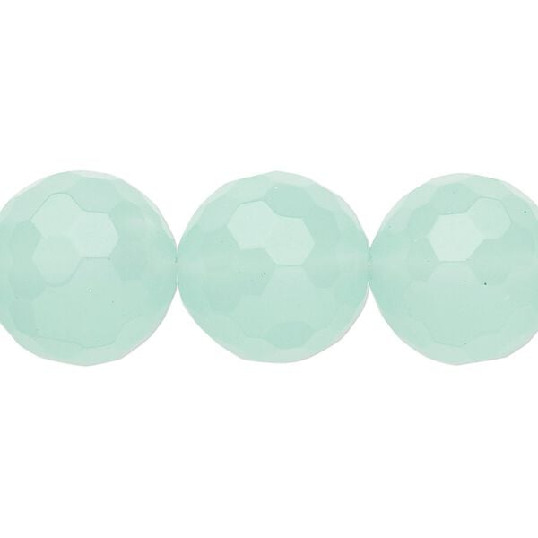Bead, glass, sea foam, 16mm faceted round. Sold per 15-1/2" to 16" strand. image number 0
