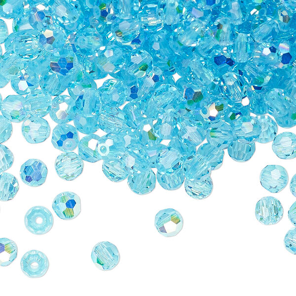Bead 720pk aqua bohemica AB, Preciosa Czech crystal 4mm round image number 0