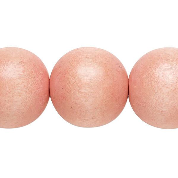 Bead, Taiwanese cheesewood (dyed / waxed), light orange, 19-20mm round. Sold per 15-1/2" to 16" strand. image number 0