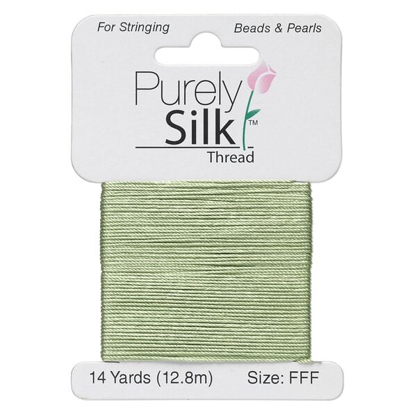 Thread, Purely Silk™, medium green, size FFF. Sold per 14-yard card. image number 0
