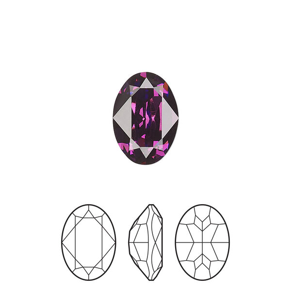 Fancy stone 2pk amethyst foil back, Preciosa MAXIMA Czech crystal rhinestone 14x10mm oval image number 0