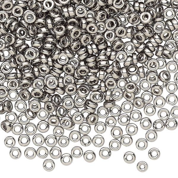 Seed bead, Miyuki, glass, pkg/10g, 3x1.3mm spacer rondelle, opaque nickel-plated, (SPR3-190). image number 0