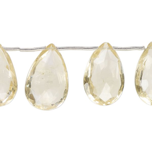 Citrine 1pkg13, hand-cut top-drilled faceted puffed teardrop bead graduated 14x11mm-21x13mm image number 0