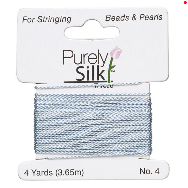 Thread, Purely Silk™, medium blue, medium-heavy, size #4, 24-pound test. Sold per 4-yard card. image number 0
