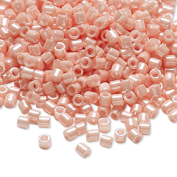 Seed bead, Delica®, glass, pkg/7.5g, #8 round, opaque glazed luster light salmon (DBL-1533). image number 0