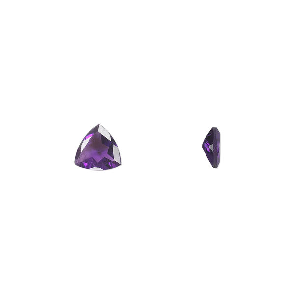 Amethyst 1pkg1, hand-cut faceted triangle gem natural A grade, 6mm image number 0