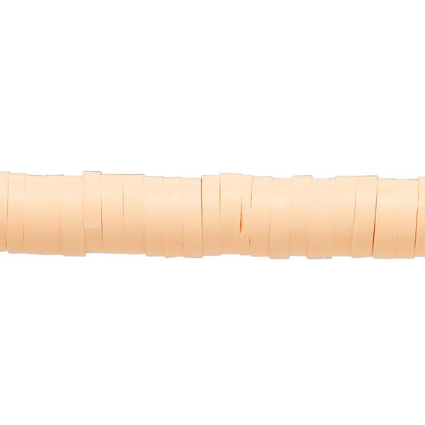 Bead, polymer clay, opaque peach, 8x2mm heishi. Sold per pkg of (2) 16-inch strands. image number 0