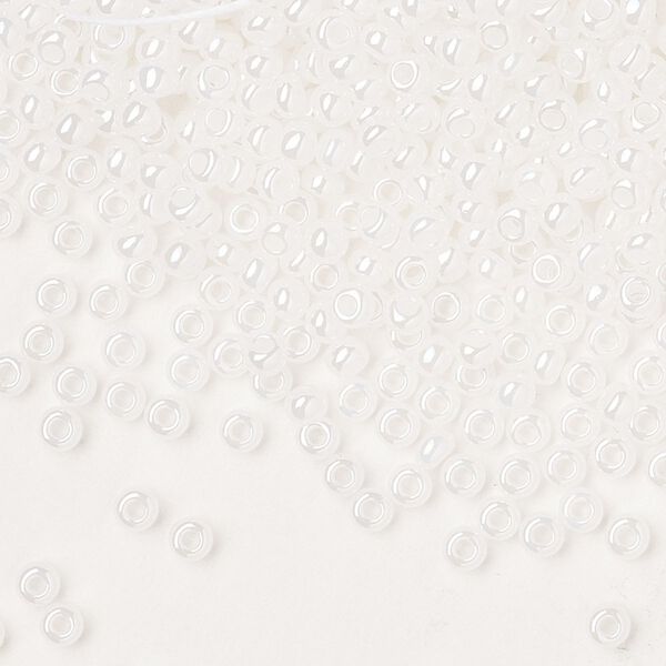 Seed bead, Preciosa Ornela Czech glass, pkg/50g, #8 rocaille, opaque luster alabaster, (57102). image number 0