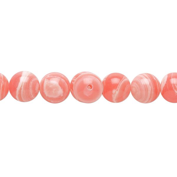 Bead, resin, white and pink, 8mm round. Sold per 15-1/2" to 16" strand. image number 0