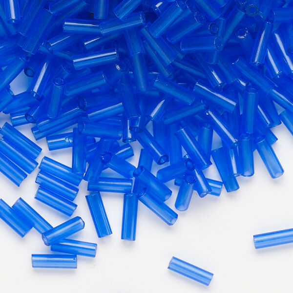 Bead, Preciosa Ornela Czech glass, bugle bead, pkg/50g, 1/4 inch, transparent light blue, (30050). image number 0