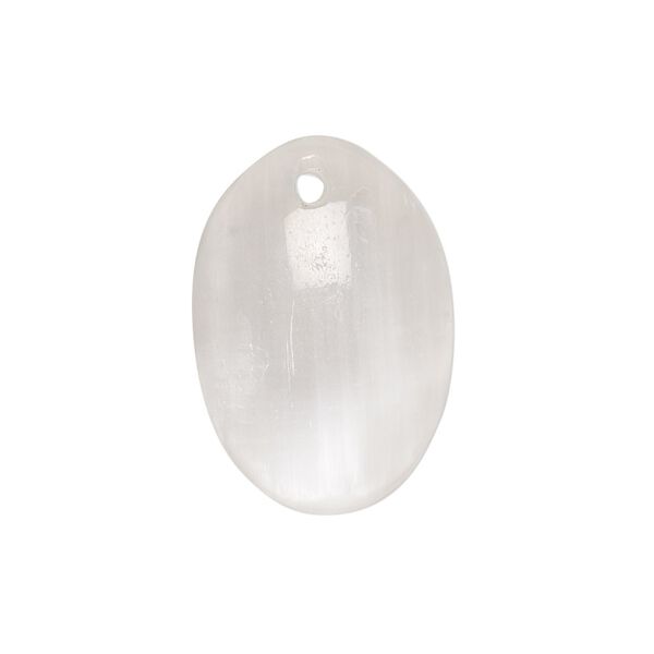 Selenite 1pkg1, hand-cut flat back puffed oval drop 23x16mm-25x18mm image number 0