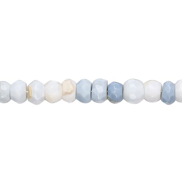 Blue opal 1pkg1, hand-cut faceted rondelle bead natural 17 inch graduated 3x2mm-6x5mm image number 0