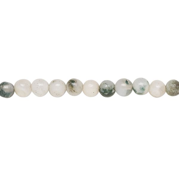 Tree agate 1pkg1, round bead natural 15.5-16 inch 4mm image number 0
