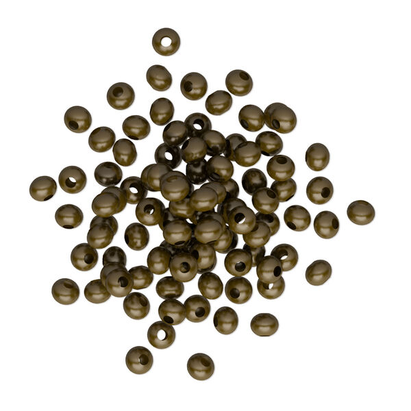 Bead, antique brass-plated brass, 3x2mm rondelle. Sold per pkg of 100. image number 0