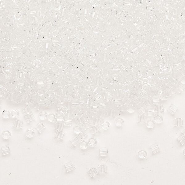 Seed bead, Delica®, glass, pkg/7.5g, #10 round, transparent crystal clear (DBM-0141). image number 0