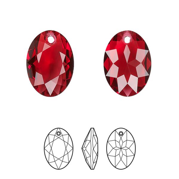 Drop 1pk scarlet, Crystal Passions® 16mm pendant elliptic cut 6438 image number 0