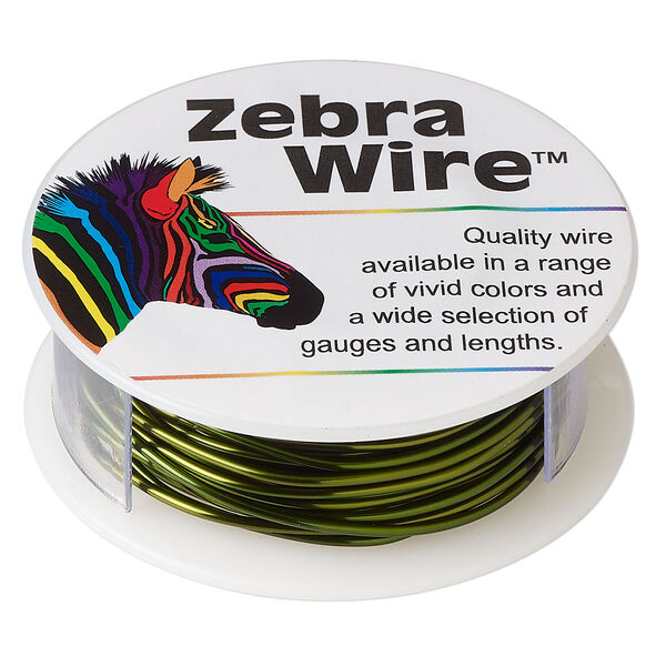 Wire, Zebra Wire™, color-coated copper, olive green, round, 18 gauge. Sold per 10-yard spool. image number 0