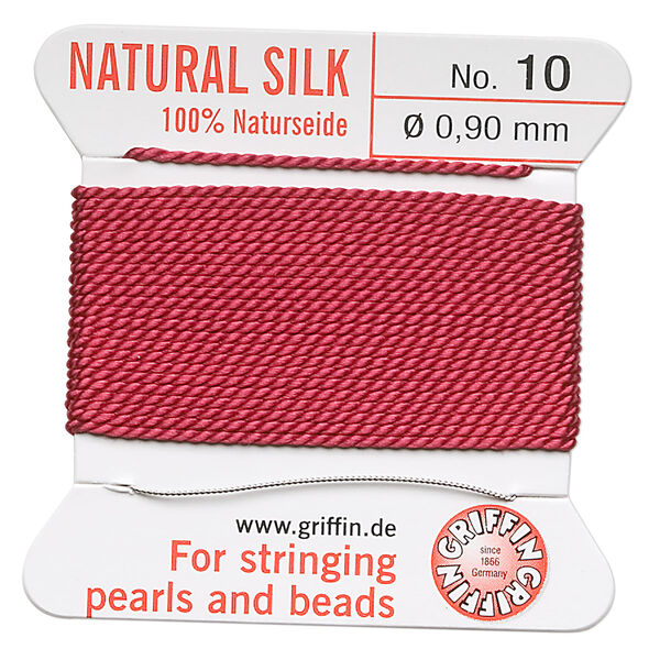 Thread, Griffin, silk, garnet red, size #10. Sold per 2-meter card (approximately 78 inches). image number 0