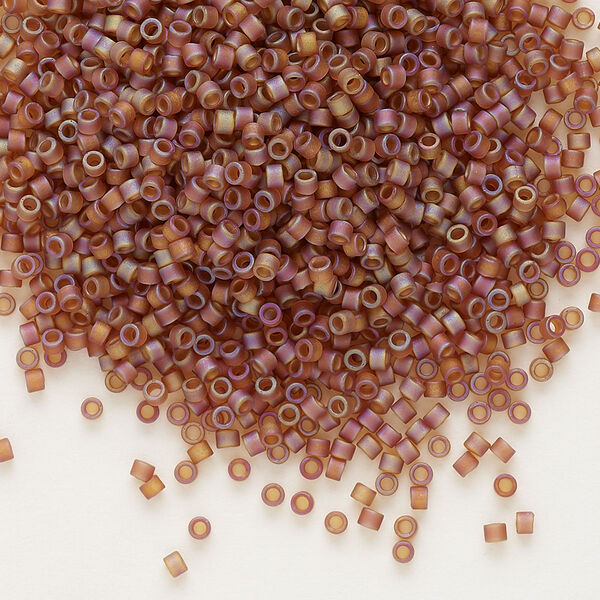Seed bead, Delica®, glass, pkg/250g, #11 round, translucent matte rainbow dark topaz (DB-0853). image number 0