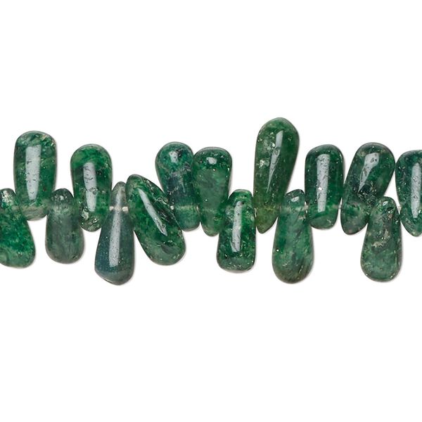 Emerald green aventurine 1pkg1, top-drilled teardrop bead natural 14 inch 7x3mm-13x6mm image number 0