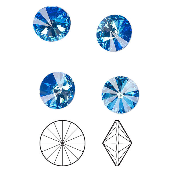 Chaton 144pk crystal royal blue DeLite, Swarovski® 12mm rivoli 1122 image number 0