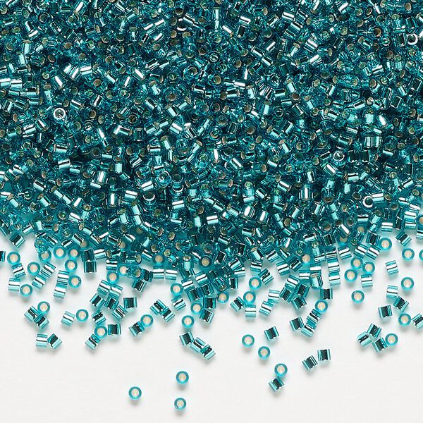 Seed bead, Delica®, glass, pkg/50g, #15 round, transparent silver-lined teal (DBS-1208). image number 0