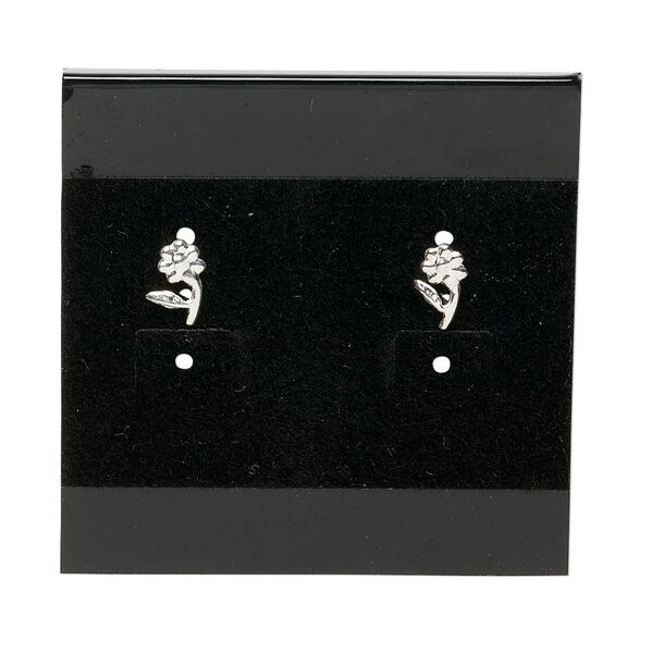 Earring card, flocked plastic, black, 2x2-inch square. Sold per pkg of 100. image number 0