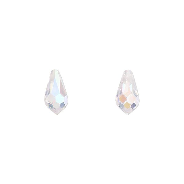 Drop, cubic zirconia, clear AB, 11x5.5mm hand-drilled faceted teardrop, Mohs hardness 8-1/2. Sold individually. image number 0