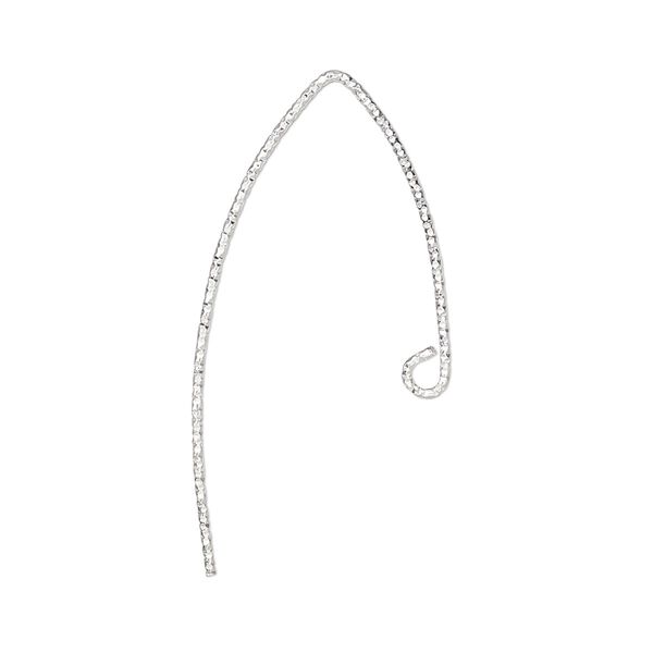 Ear wire 1pkg2 sterling silver, 22mm diamond-cut marquise / open loop, 21 gauge 1 pair image number 0